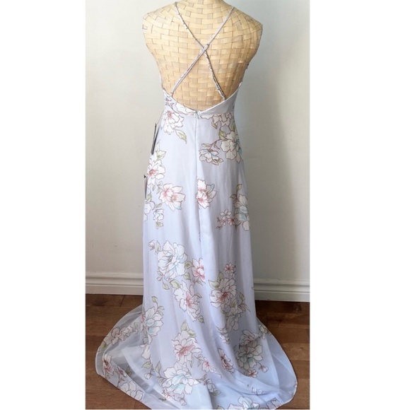NWT Lulus Blooms for You Light Blue Floral Print Maxi Dress - Picture 5 of 12